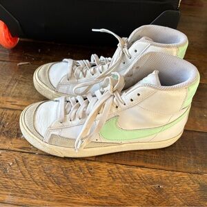 Nike Kids High-Top Sneakers in White and Mint Green